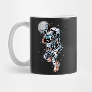 Astronaut Dunking Moon Funny Basketball Art Mug